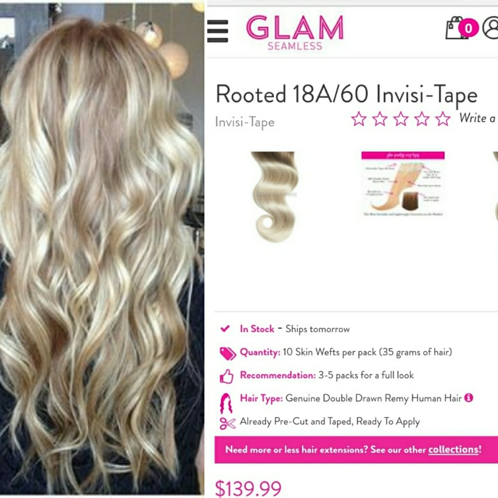 Glam Seamless 18A/60 Ash Blonde Hair Extentions